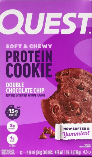 Quest Double Chocolate Chip Protein Cookies Perspective: top