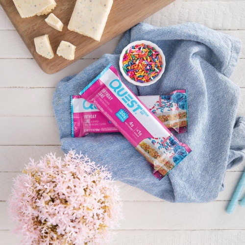 Quest Birthday Cake Protein Bars Perspective: top