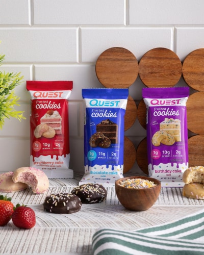 Quest Frosted Birthday Cake Flavored Protein Cookies Perspective: top