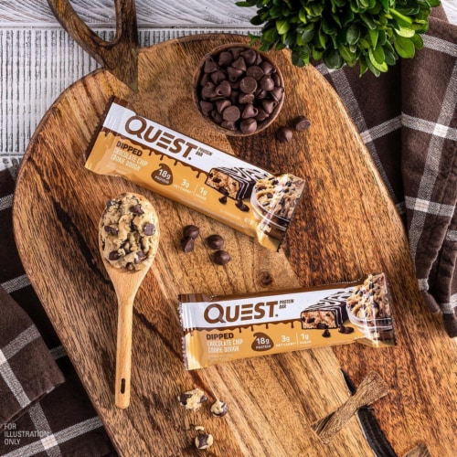 Quest Dipped Chocolate Chip Cookie Dough Protein Bars Perspective: top