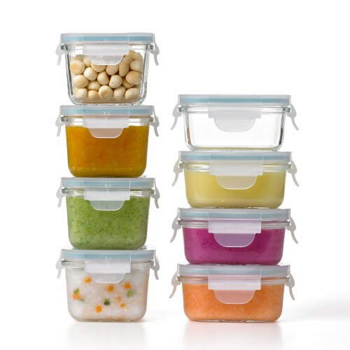 Glasslock Mini 5 and 7 Ounce Tempered Glass Food Storage Container Set, 8 Pieces Perspective: top