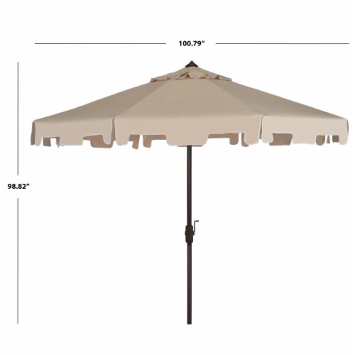 SAFAVIEH Outdoor Collection Zimmerman 9-Foot Tilt Umbrella & Flap Beige Perspective: top