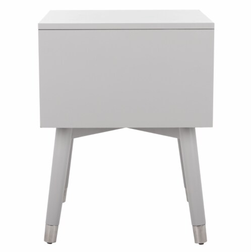 SAFAVIEH Lyla Mid-Century Retro Silver Cap Nightstand Grey / Silver Perspective: top