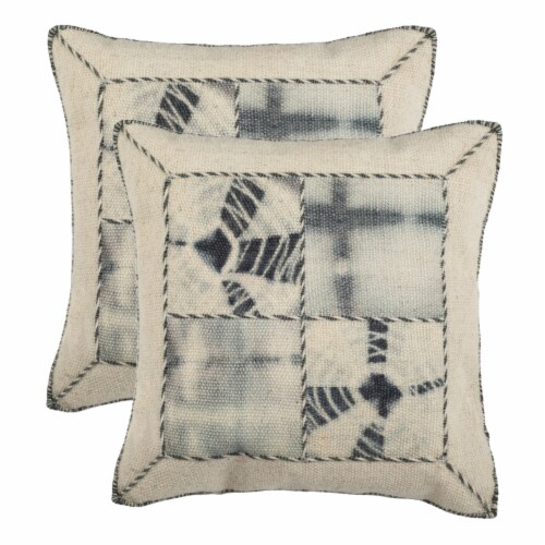 SAFAVIEH Dip Dye Quartre Patch Pillow Set of 2 Seasalt Perspective: top