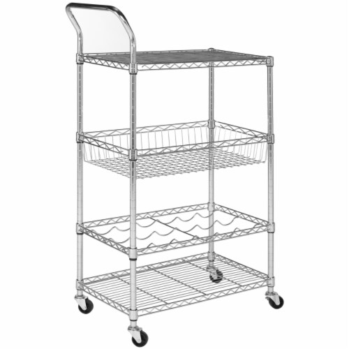 SAFAVIEH Carmen 4-Tier Chrome Wire Adjustable Cart Chrome Perspective: top