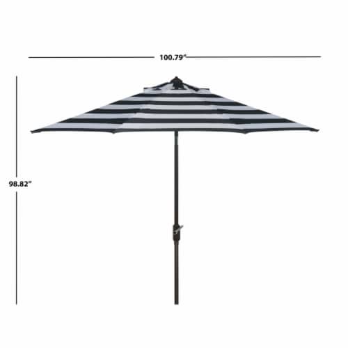 SAFAVIEH Outdoor Collection Iris Fashion Line 9-Foot Tilt Umbrella Black / White Perspective: top