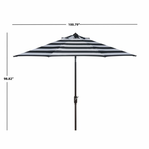 SAFAVIEH Outdoor Collection Iris Fashion Line 9-Foot Tilt Umbrella Black / White Perspective: top