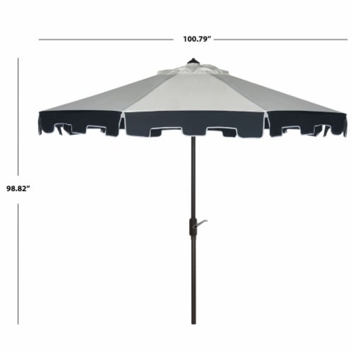 SAFAVIEH Outdoor Collection City Fashion 9-Foot Tilt Umbrella Beige / Navy Perspective: top