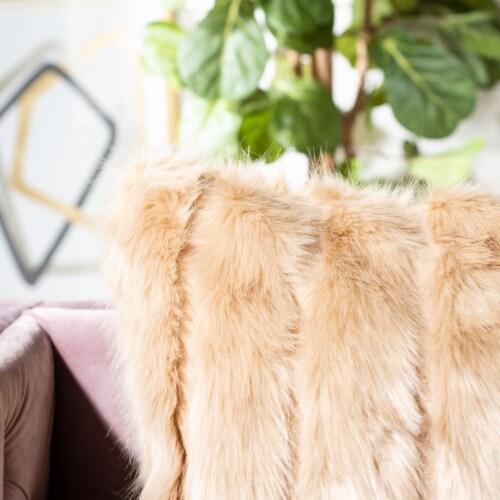 Safavieh Genevra Fur Pillow - Brown Perspective: top