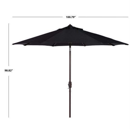 SAFAVIEH Outdoor Collection Ortega 9-Foot Tilt Crank Umbrella Black Perspective: top
