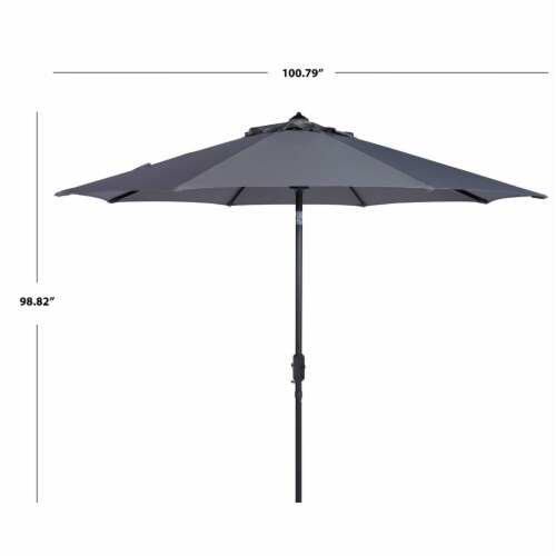 SAFAVIEH Outdoor Collection Ortega 9-Foot Tilt Crank Umbrella Grey Perspective: top