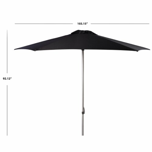 SAFAVIEH Outdoor Collection Hurst 9-Foot Push Up Umbrella Black Perspective: top