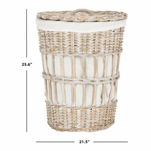 Safavieh Maggy White Rattan Laundry Basket Perspective: top