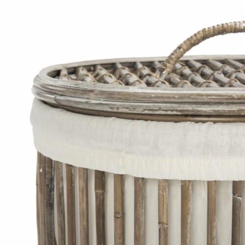 Safavieh Libby Rattan Laundry Baskets - White Perspective: top