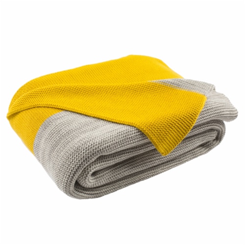 Safavieh Sun Kissed Knit Throw Blanket Gray Yellow 50 x 60 in Mariano s