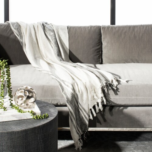 Safavieh Alita Metallic Throw Blanket - White Perspective: top