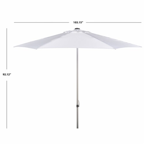 SAFAVIEH Outdoor Collection Hurst 9-Foot Push Up Umbrella White Perspective: top