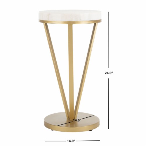 SAFAVIEH Theia Accent Table White / Gold Perspective: top