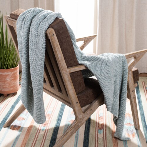 Safavieh Liliana Knit Throw - Dull Blue Perspective: top