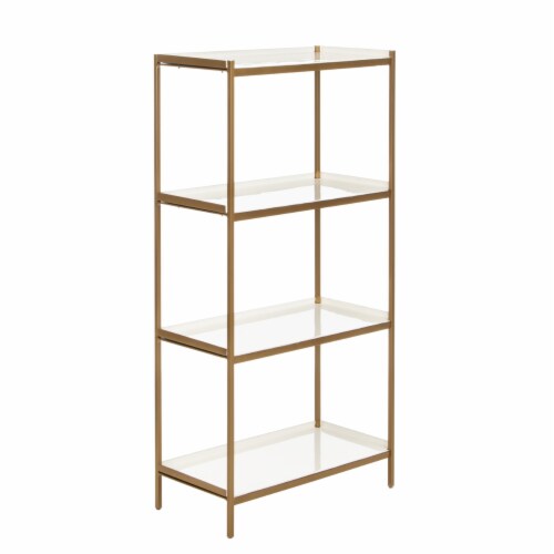 Safavieh ETG3200A Daniella 4 Tier Etagere, White & Brass Perspective: top