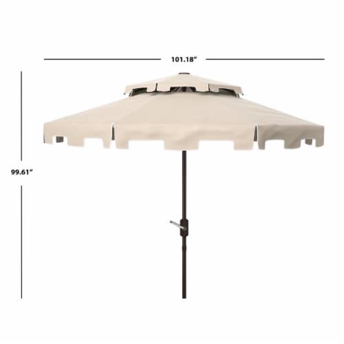 SAFAVIEH Outdoor Collection Zimmerman 9-Foot Market Umbrella Beige/White Perspective: top