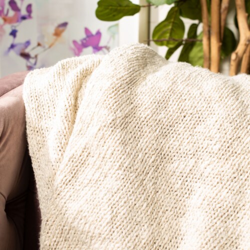 Safavieh Natural Ralen Knit Throw Perspective: top