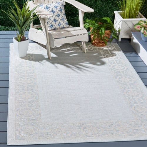 Safavieh Martha Stewart Courtyard Indoor Outdoor Area Rug - Aqua/Cream Perspective: top