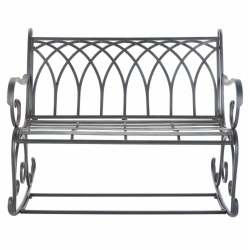 SAFAVIEH Outdoor Collection Ressi Rock Bench Black Rust Perspective: top