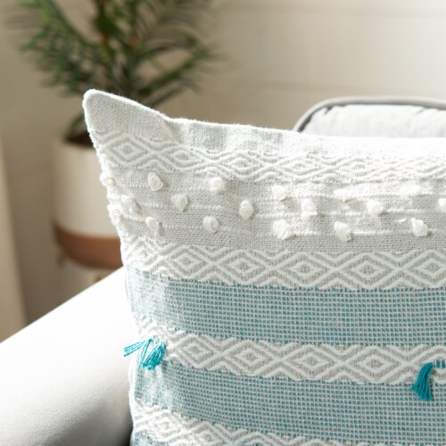 SAFAVIEH Billi Pillow Beige / Teal Perspective: top