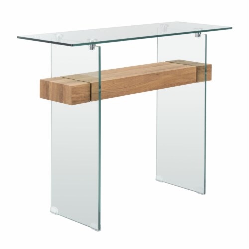 SAFAVIEH Kayley Console Table Glass Natural Brown 53