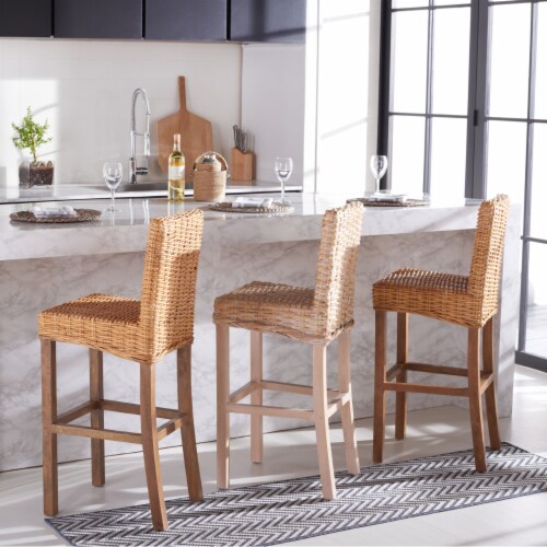 SAFAVIEH Tobie Rattan Bar Stool Natural White Wash, 1 unit - Kroger