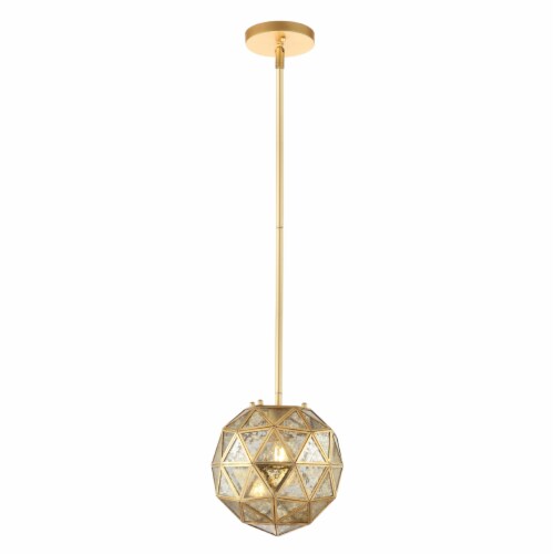SAFAVIEH Relma 9 Inch Pendant | Brass | Perspective: top