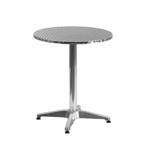 Flash Furniture Aluminum Table with 2 Slat-Back Chairs Aluminum (TLH24RD017BCHR2) Perspective: top