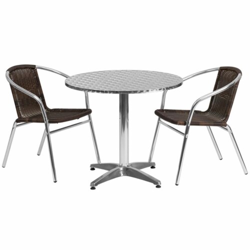 Flash Furniture TLH - ALUM - 32RD - 020CHR2 - GG 31.5 in. Round Aluminum Indoor - Outdoor Tab Perspective: top