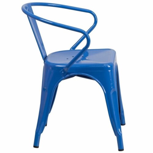 Flash Furniture Metal Indoor/Outdoor Chair with Arms Blue (CH31270BL) Perspective: top
