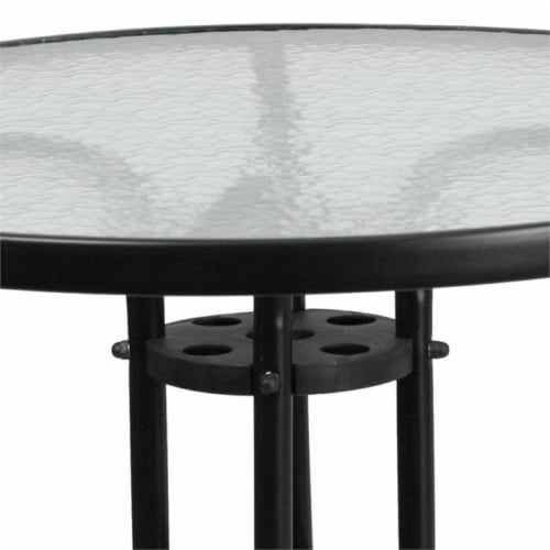 Flash Furniture 31.5 Round Glass Top Patio Dining Table in Black Perspective: top