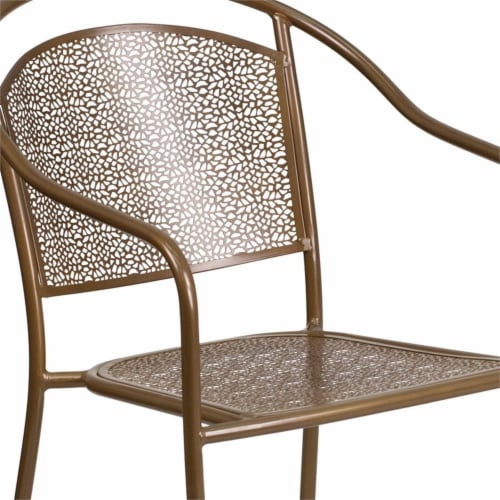 Flash Furniture Gold Indoor-Outdoor Steel Patio Arm Chair with Round Back CO3GD Perspective: top