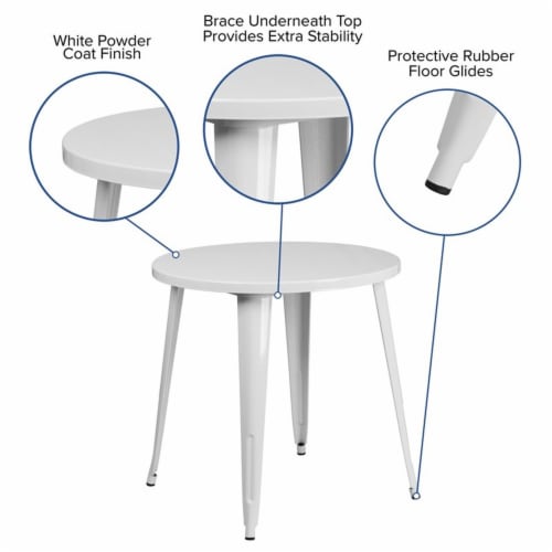 Flash Furniture CH-51090-29-WH-GG 30 in. Round White Metal Indoor & Outdoor Table Perspective: top