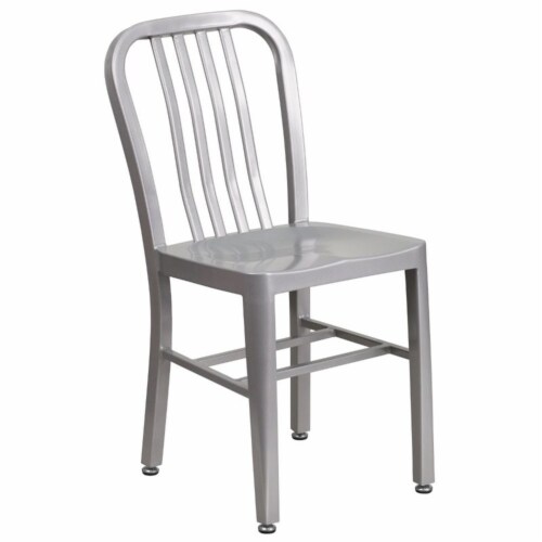 Flash Furniture CH-51080TH-2-18VRT-SIL-GG 24 in. Round Silver Metal Indoor & Outdoor Table Se Perspective: top