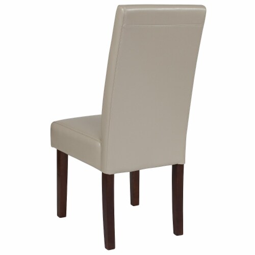 Flash Furniture Greenwich Series Mid-Century Modern LeatherSoft Parsons Dining Chair Beige Perspective: top