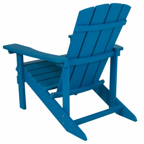 Flash Furniture Charlestown All-Weather Poly Resin Wood Adirondack Chair in Blue (JJC14501BLU Perspective: top