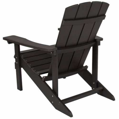 Flash Furniture Charlestown All-Weather Poly Resin Wood Adirondack Chair in Slate Gray Perspective: top