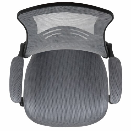 Emma + Oliver Mid-Back Dark Gray Mesh Swivel Ergonomic Task Office Desk Chair - Flip-Up Arms Perspective: top