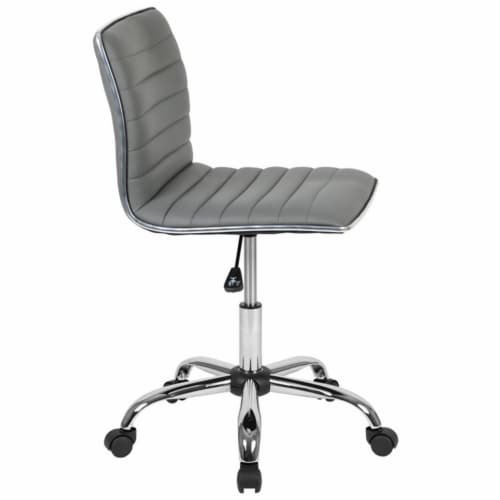 Flash Furniture Low Back Armless Ribbed Swivel Task Chair Light Gray DS512BLTGY Perspective: top