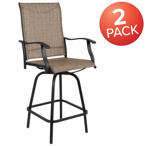 Flash Furniture 30 inch Patio Bar Stool Brown 2-Pieces 2ETSWVLPTO30 Perspective: top
