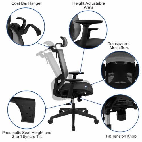 Flash Furniture Ergonomic Mesh Office Chair Gray/Black (H28091KYGY) Perspective: top