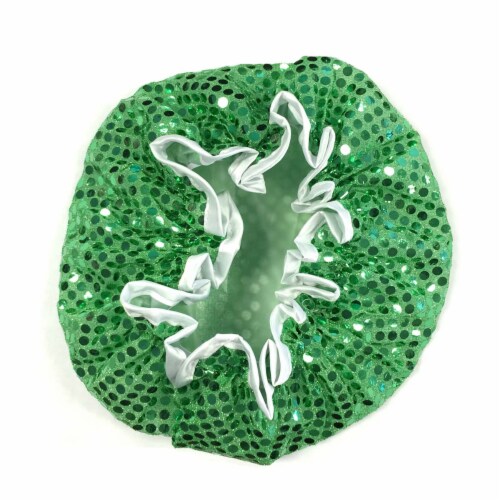 Wrapables Trendy Satin Shower Cap, Green Glitter Perspective: top