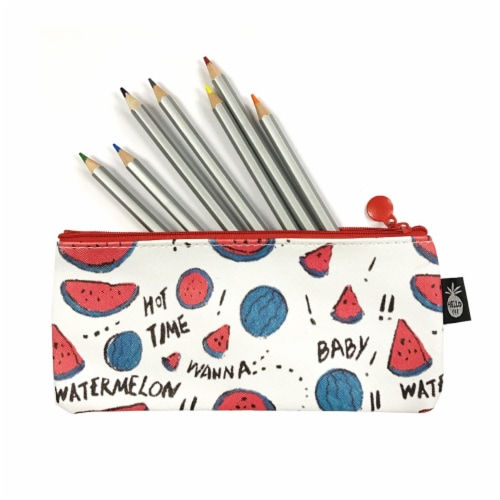 Wrapables Trendy Food Pencil Case and Stationery Pouches (Set of 3), Watermelon Perspective: top