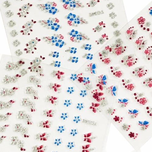 Wrapables Glitter Stars & Flowers Nail Stickers Sparkly Nail Art (24 sheets) Perspective: top