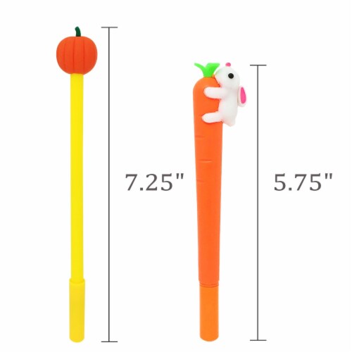 Wrapables Gel Pens School Office Supplies, Bunnies with Carrots & Pmpkins Perspective: top